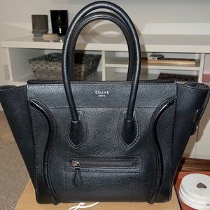 CELINE MINI LUGGAGE HANDBAG IN DRUMMED CALFSKIN